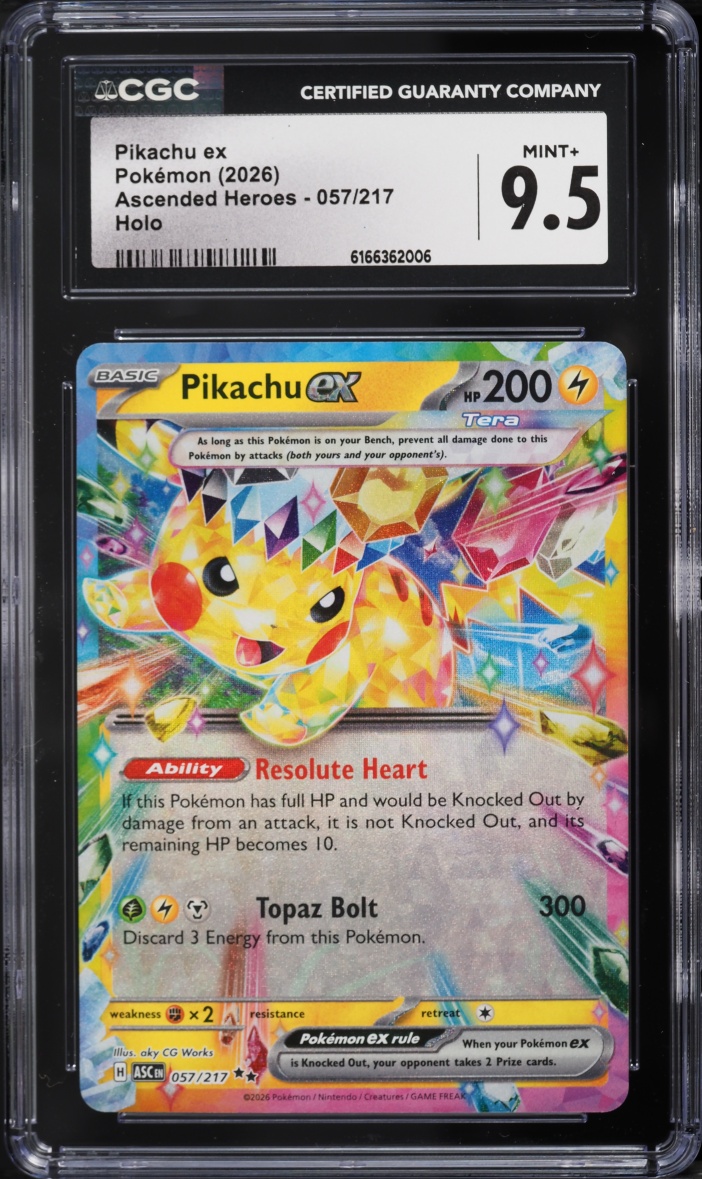 2026 Pokemon Mega Evolution Ascended Heroes Holo Pikachu ex #57 CGC 9.5 MINT+