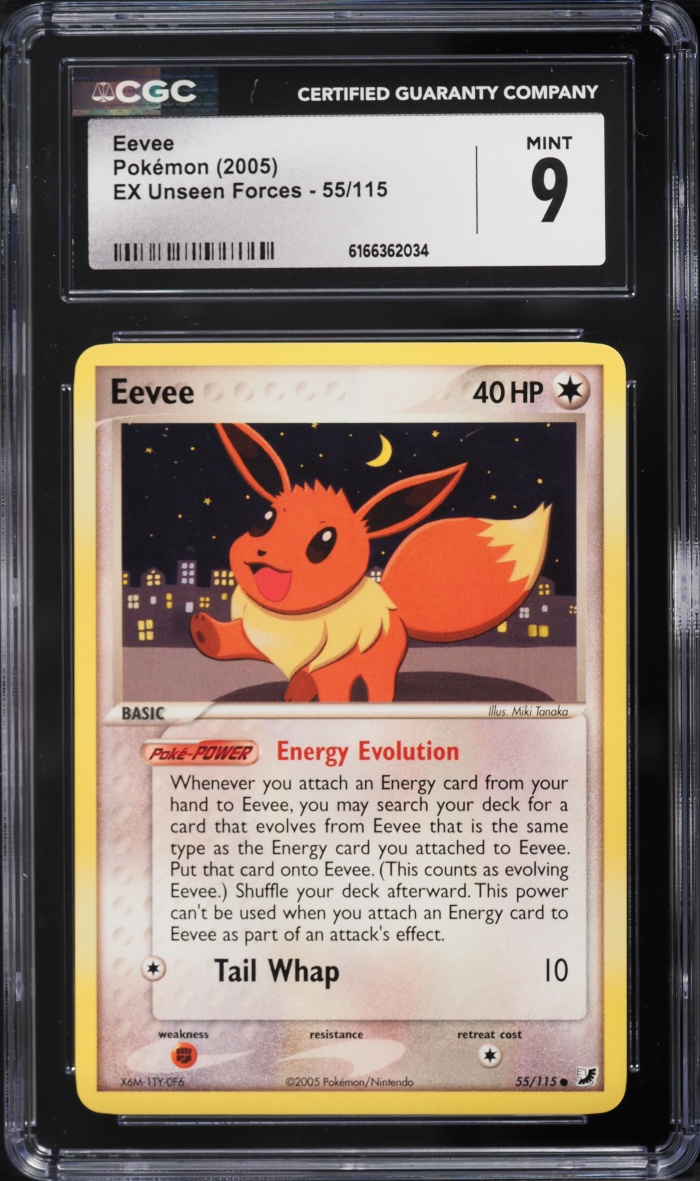 2005 Pokemon EX Unseen Forces Eevee #55 CGC 9 MINT