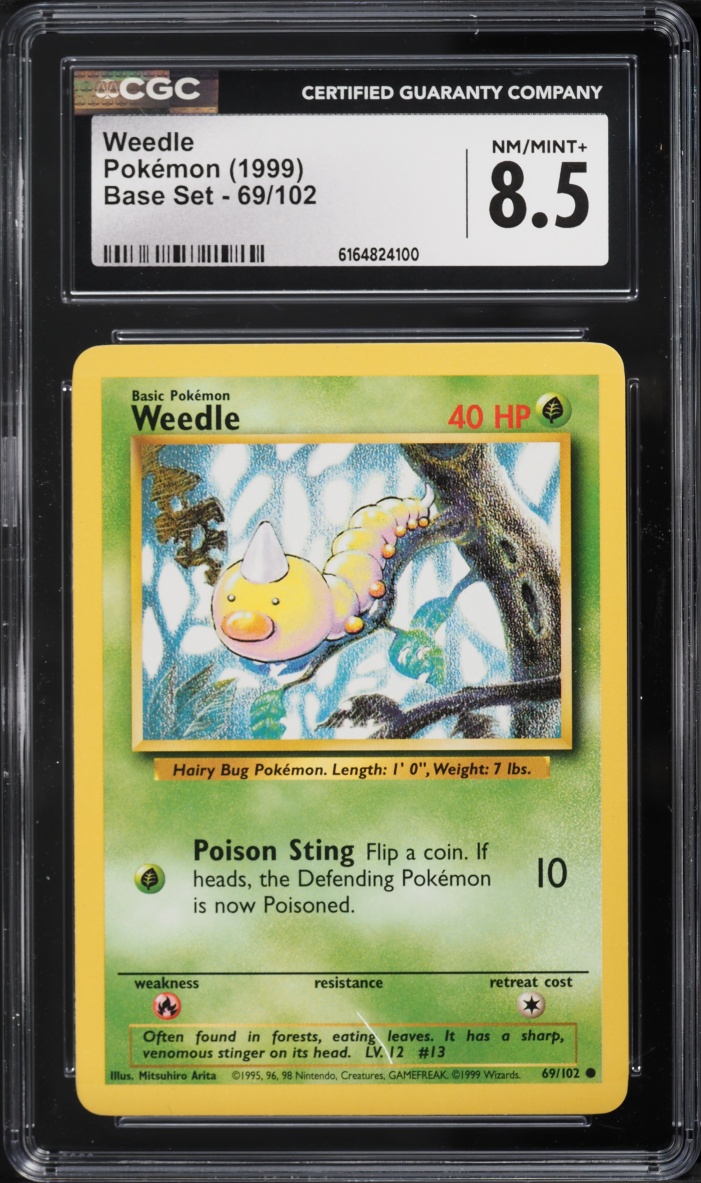 1999 Pokemon Base Set Weedle #69 CGC 8.5 NM-MT+