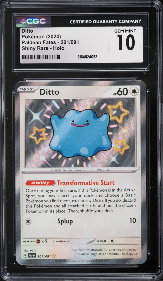 2024 Pokemon Scarlet & Violet Paldean Fates Shiny Ditto #201 CGC 10 GEM MINT