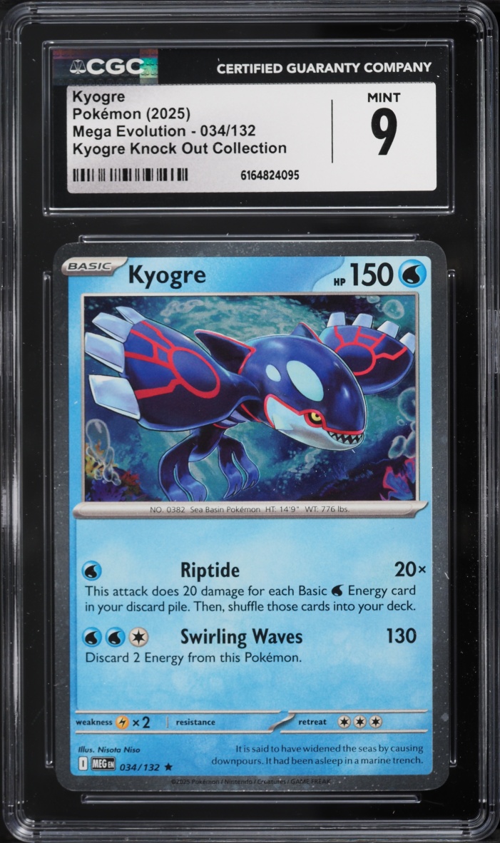 2025 Pokemon Mega Evolution Knock Out Collection Kyogre #34 CGC 9 MINT