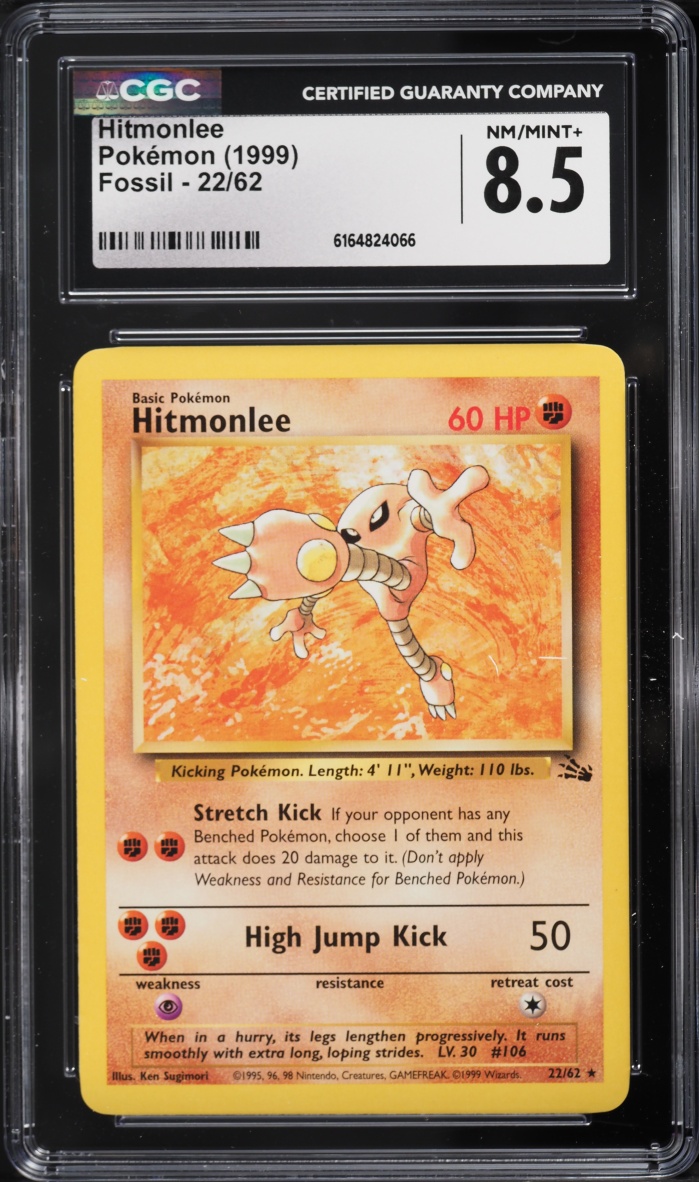 1999 Pokemon Fossil Hitmonlee #22 CGC 8.5 NM-MT+
