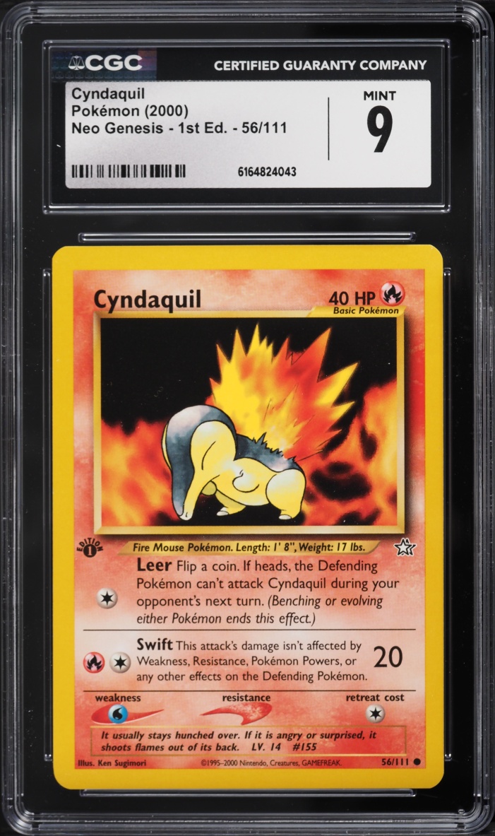 2000 Pokemon Neo Genesis 1st Edition Cyndaquil #56 CGC 9 MINT