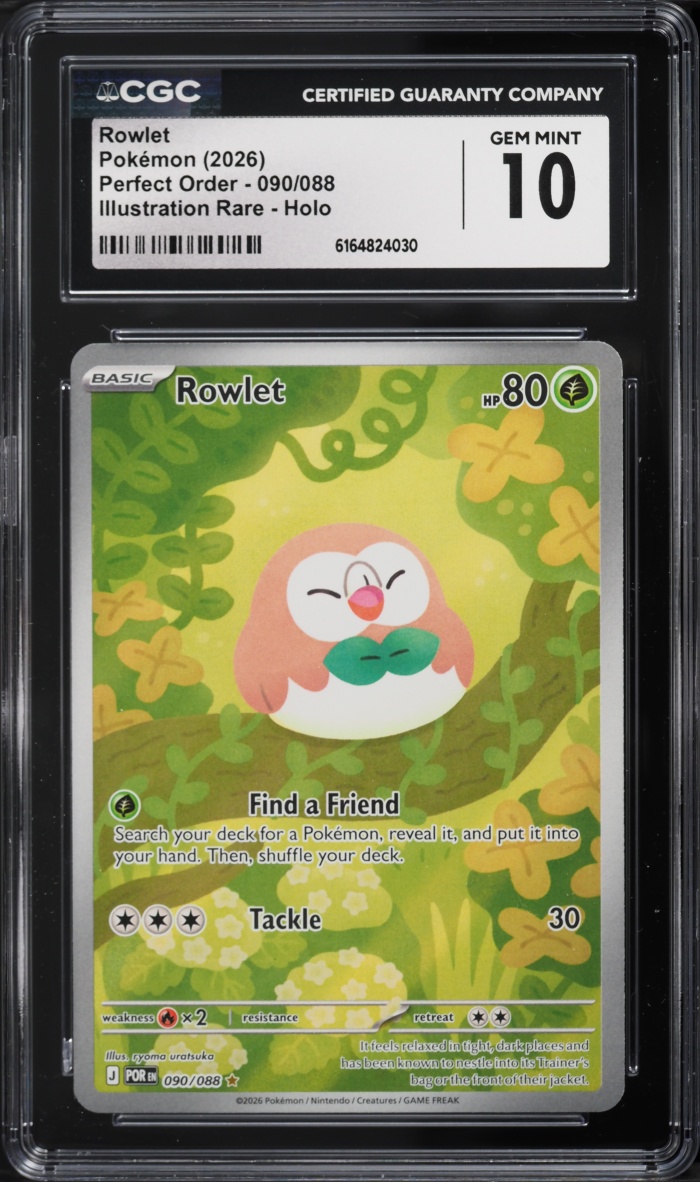 2026 Pokemon Mega Evolution Perfect Order IR Rowlet #90 CGC 10 GEM MINT