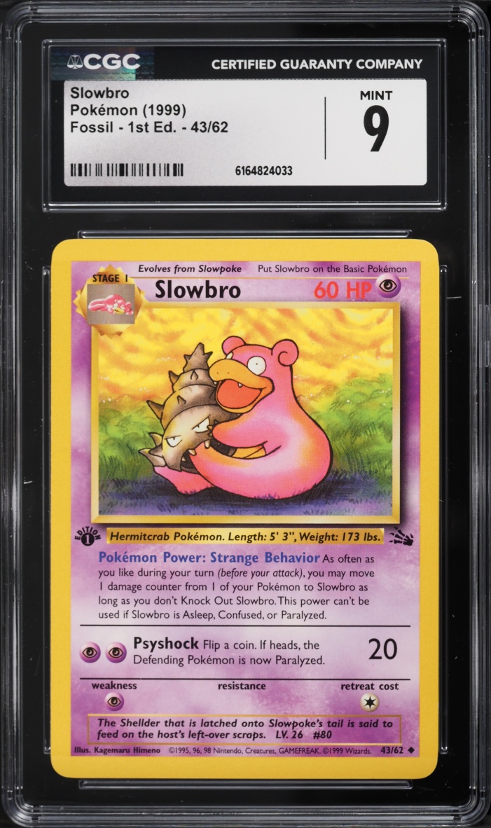 1999 Pokemon Fossil 1st Edition Slowbro #43 CGC 9 MINT
