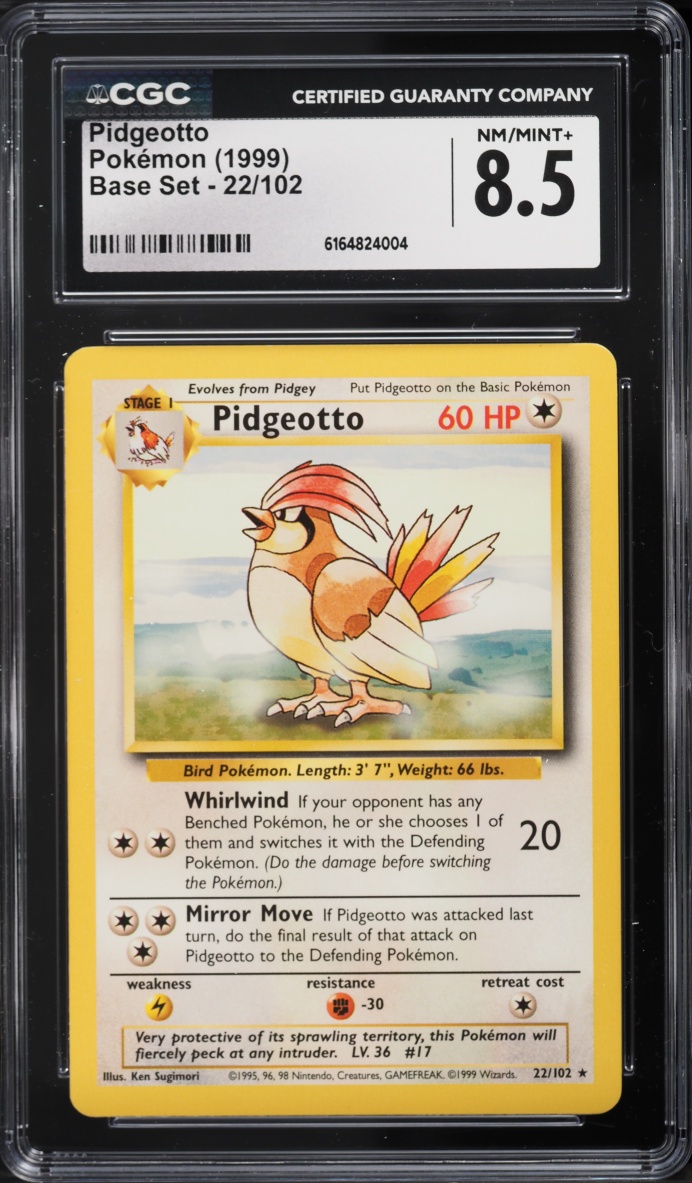 1999 Pokemon Base Set Pidgeotto #22 CGC 8.5 NM-MT+