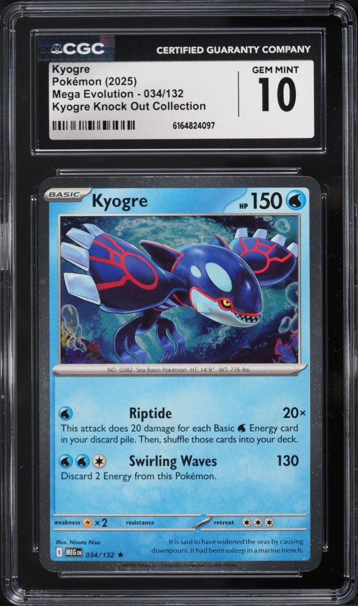2025 Pokemon Mega Evolution Knock Out Collection Kyogre #34 CGC 10 GEM MINT