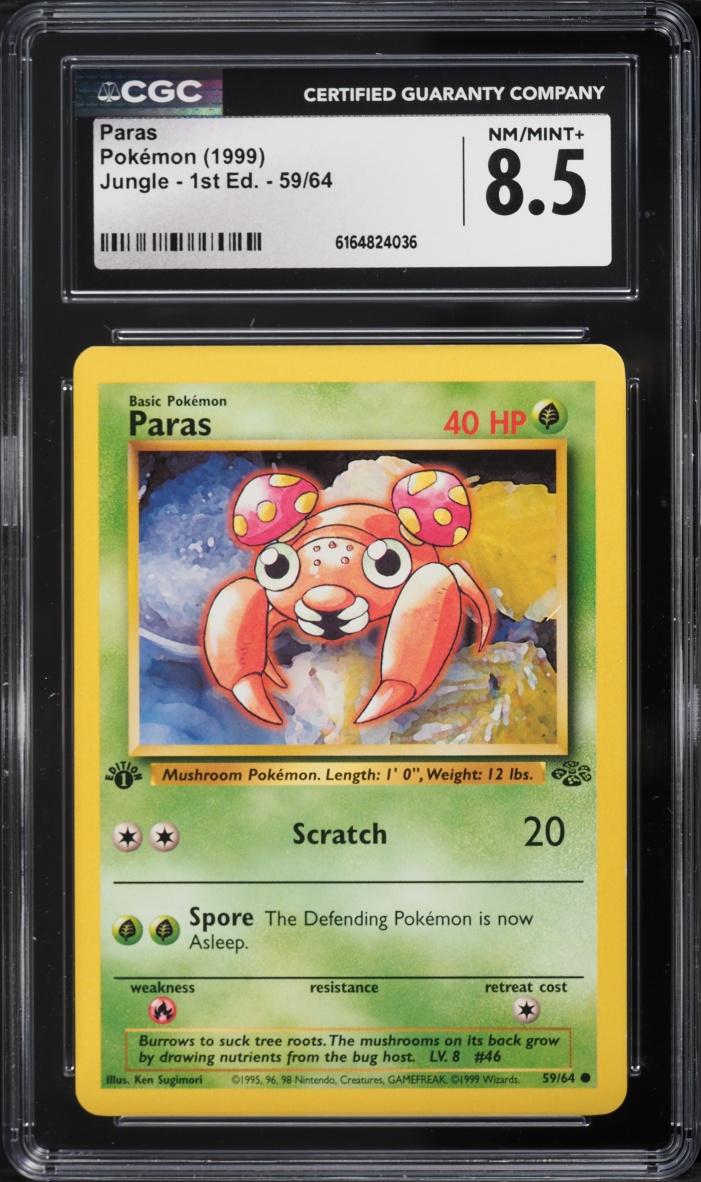 1999 Pokemon Jungle 1st Edition Paras #59 CGC 8.5 NM-MT+