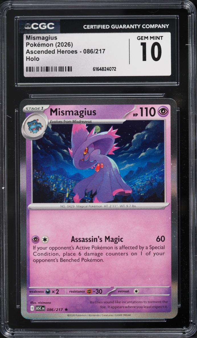 2026 Pokemon Mega Evolution Ascended Heroes Holo Mismagius #086 CGC 10 GEM MINT