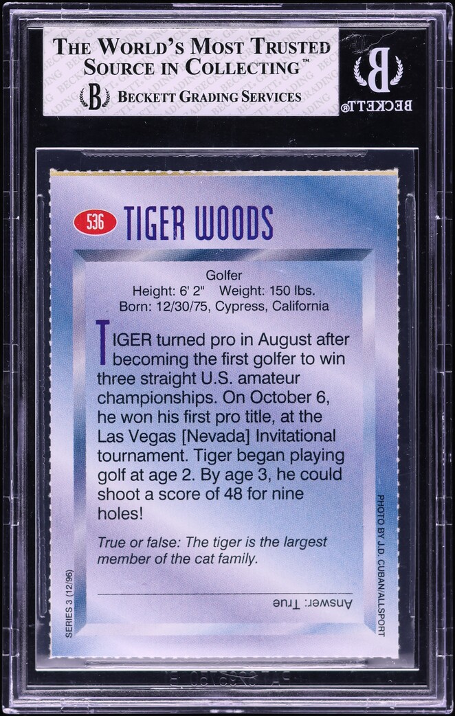 1996 Sports Illustrated For Kids Tiger Woods ROOKIE #536 BGS 8 NM-MT