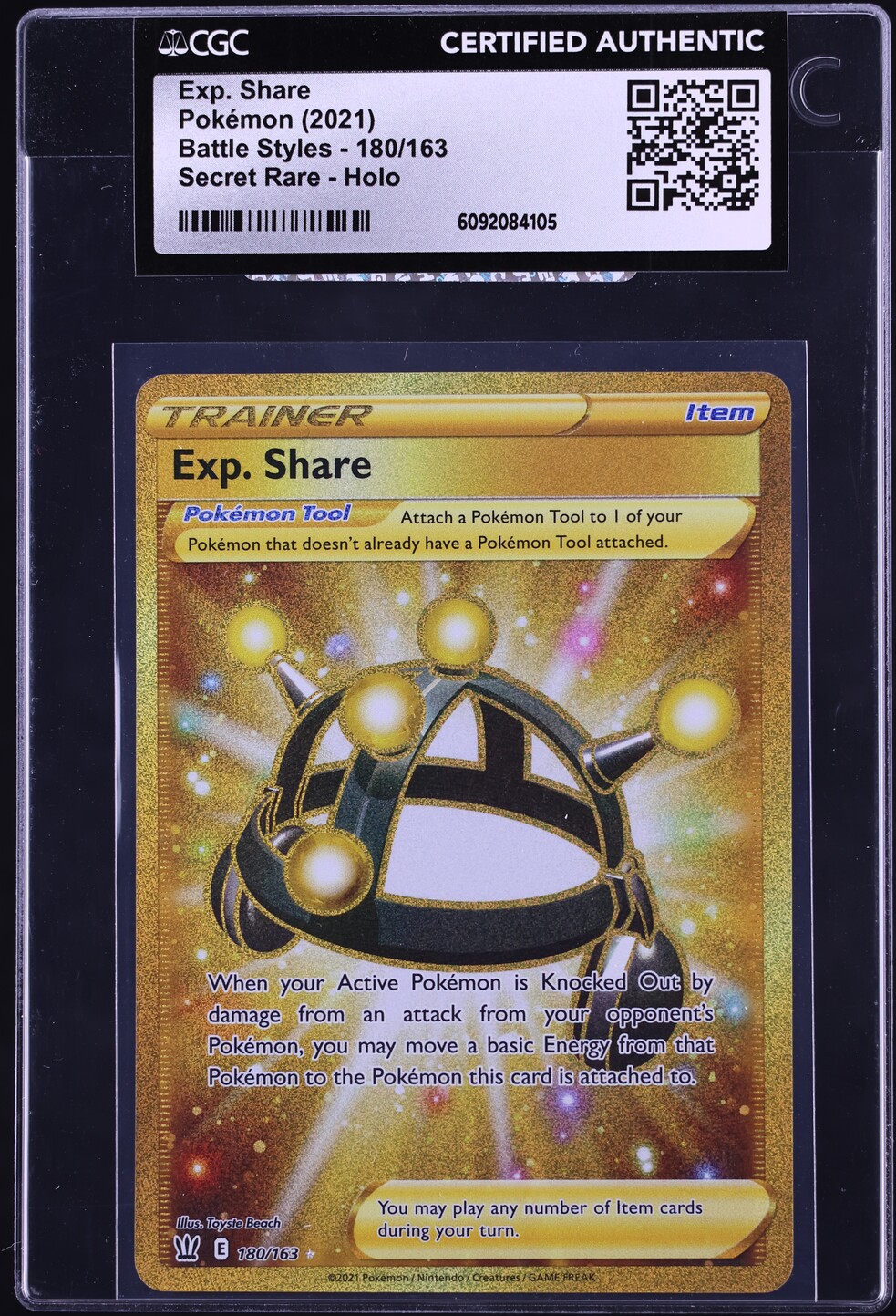 2021 Pokemon Sword & Shield Battle Styles Full Art Exp. Share #180 CGC AUTH
