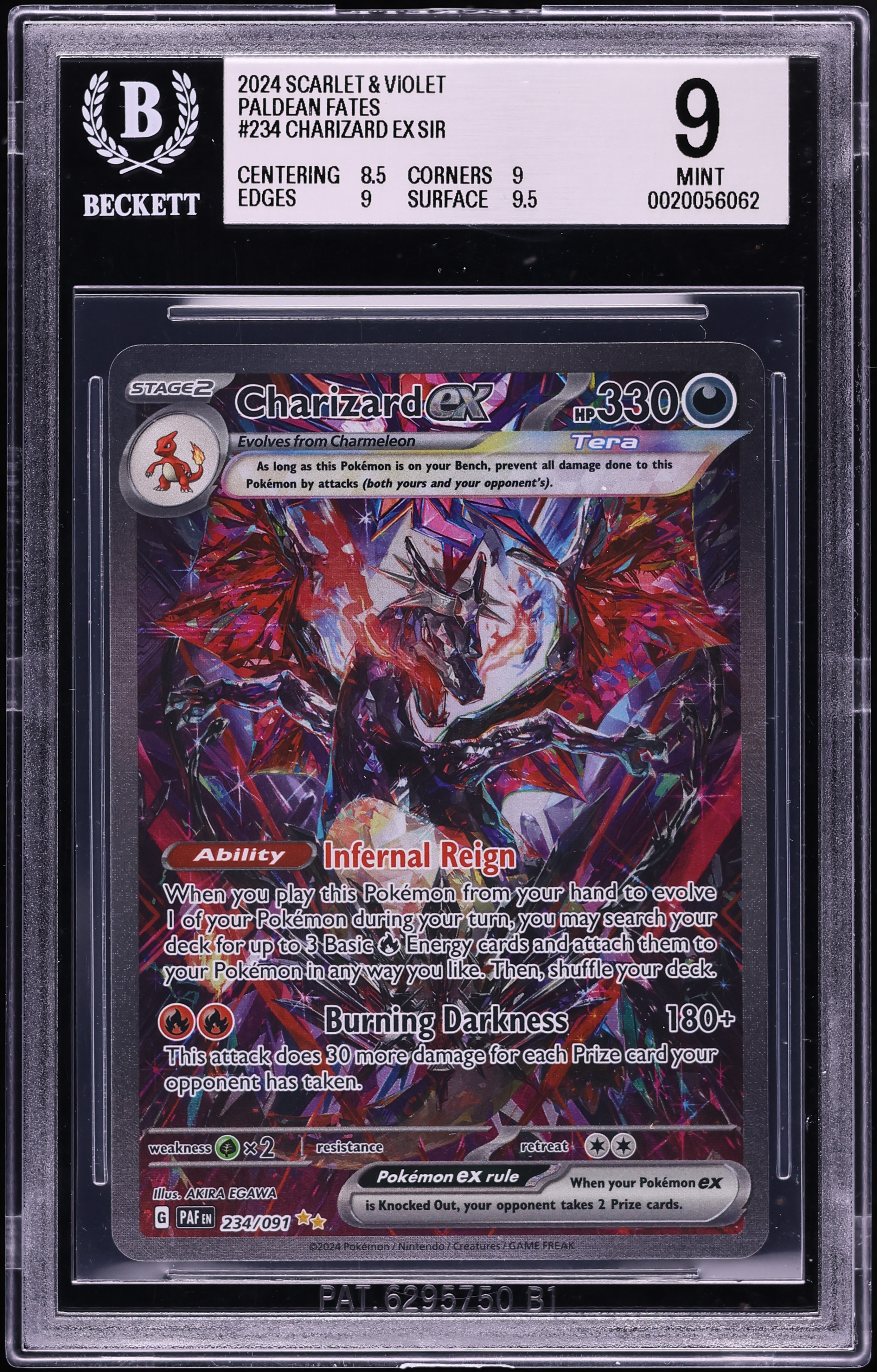 2024 Pokemon Scarlet & Violet Paldean Fates SIR Charizard ex #234 BGS 9 MINT