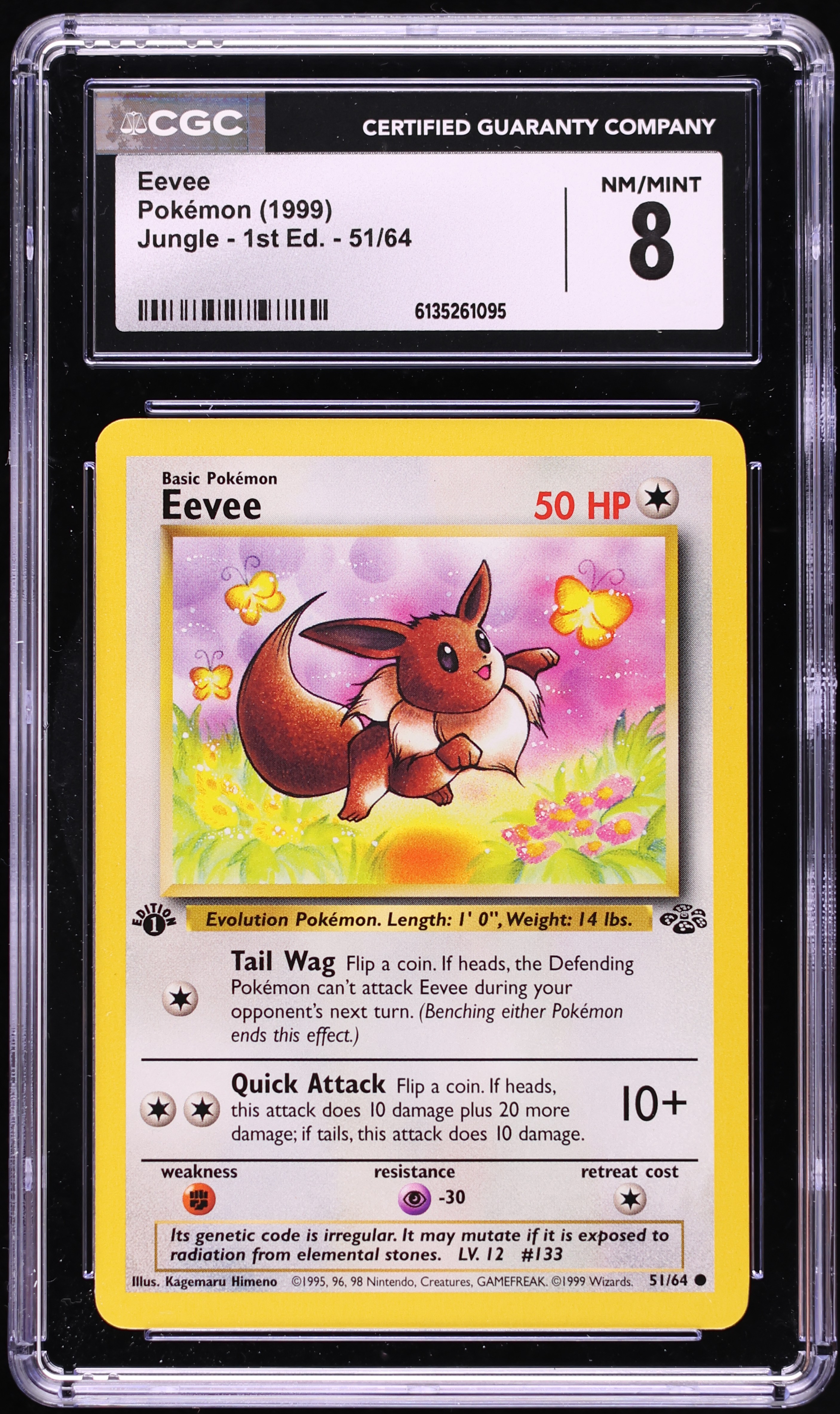 1999 Pokemon Jungle 1st Edition Eevee #51 CGC 8 NM-MT