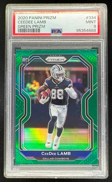 2020 Panini Prizm Prizm Green #334 CeeDee Lamb RC PSA 9 on