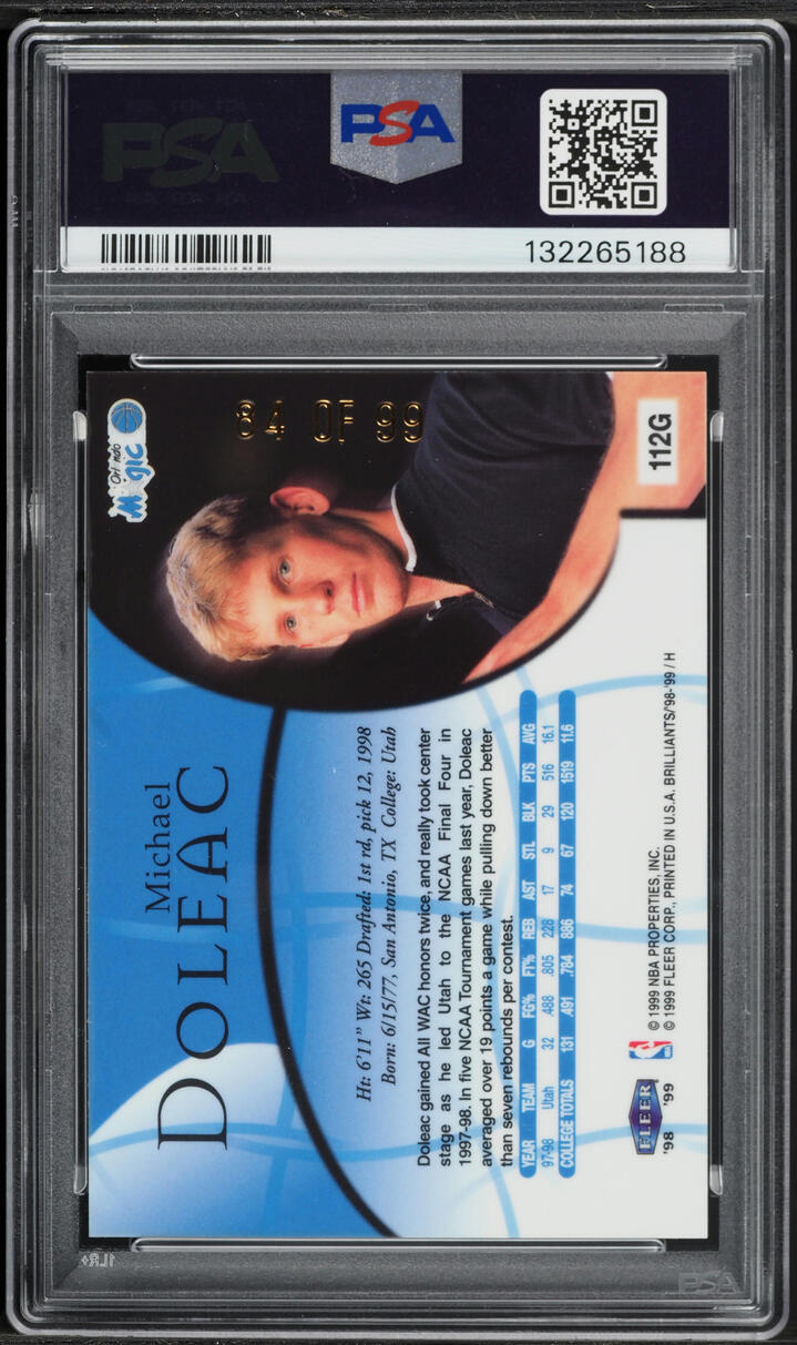 1998 Fleer Brilliants Gold Michael Doleac ROOKIE /99 #112G PSA 7 NRMT