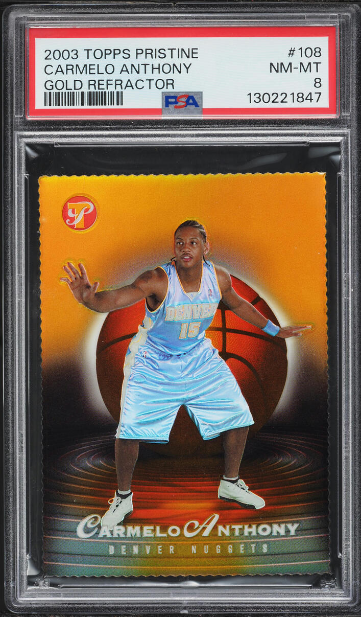2003 Topps Pristine Gold Refractor Carmelo Anthony ROOKIE /99 #108 PSA 8 NM-MT