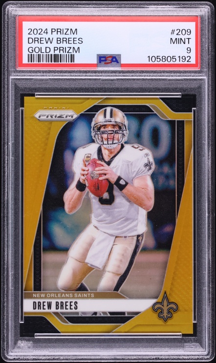 2024 Panini Prizm Gold Drew Brees /10 #209 PSA 9 MINT - Photo 1