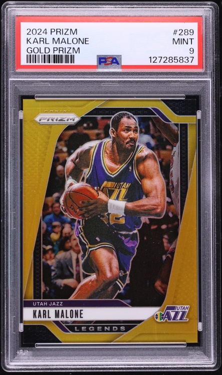 2024 Panini Prizm Gold Karl Malone /10 #289 PSA 9 MINT - Photo 1