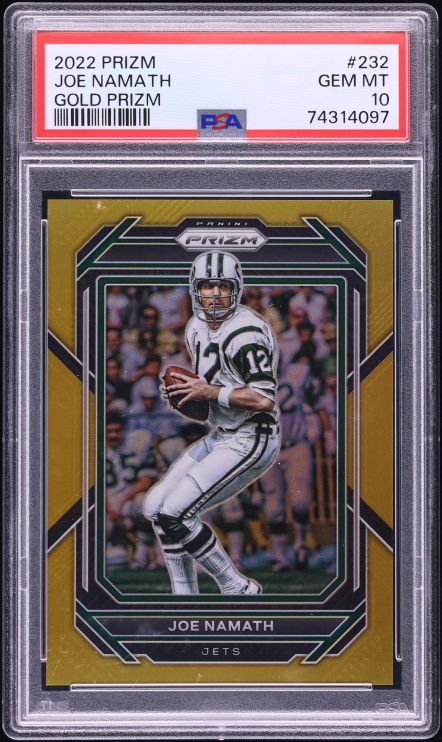 2022 Panini Prizm Gold Joe Namath /10 #232 PSA 10 GEM MINT - Photo 1