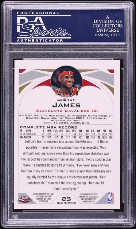 2004 Topps Chrome Black Refractor LeBron James /500 #23 PSA 9 MINT - Photo 2