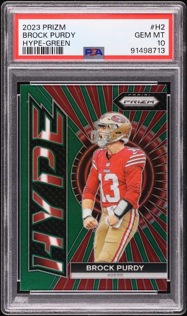 2023 Panini Prizm Hype Green Brock Purdy #H2 PSA 10 GEM MINT