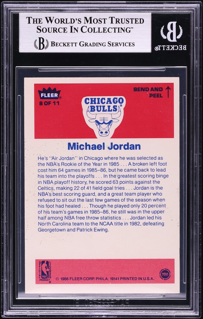 1986 Fleer Sticker Michael Jordan ROOKIE #8 BGS 4.5 VGEX+