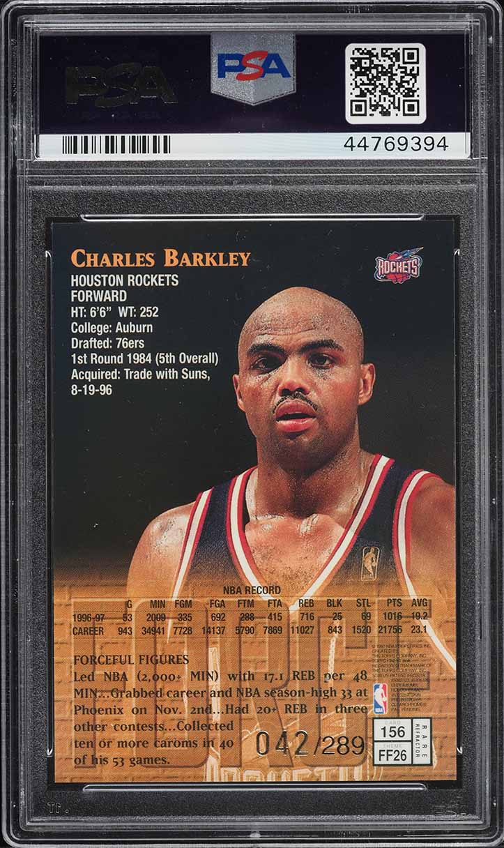 1997 Finest Refractor Charles Barkley /289 #156 PSA 9 MINT