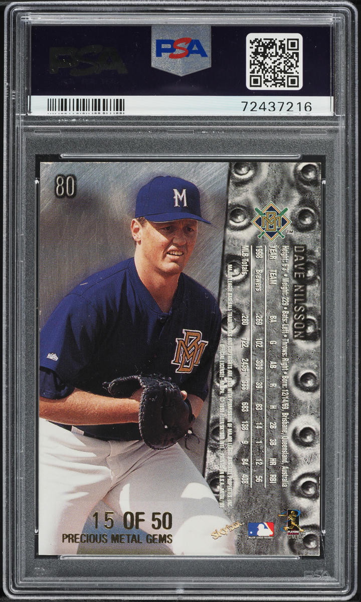 1999 Metal Universe Precious Metal Gems PMG Dave Nilsson /50 #80 PSA 6 EXMT