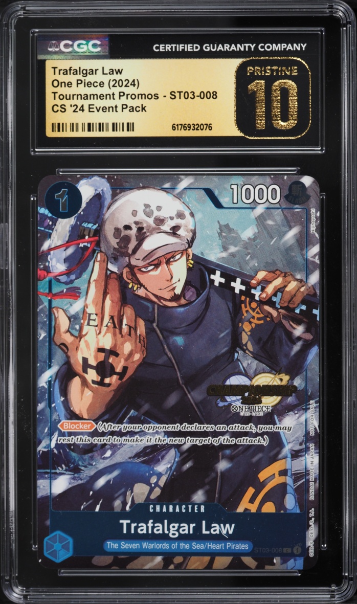 2024 One Piece Tournament Promo Championship Event Pack Alt Art Trafalgar Law #ST03-008 CGC 10