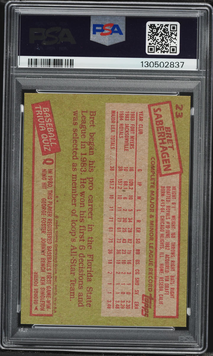 1985 Topps Bret Saberhagen ROOKIE #23 PSA 9 MINT