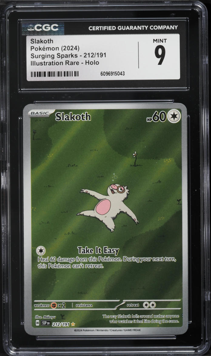 2024 Pokemon Scarlet & Violet Surging Sparks IR Slakoth #212 CGC 9 MINT