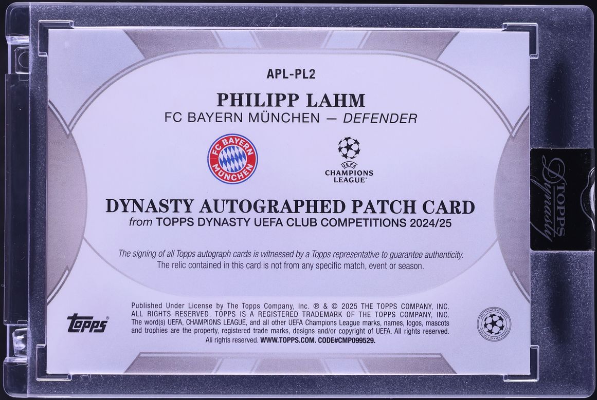 2024 Topps Dynasty UEFA Club Competitions Black Philipp Lahm PATCH AUTO 5/5 #APL-PL2