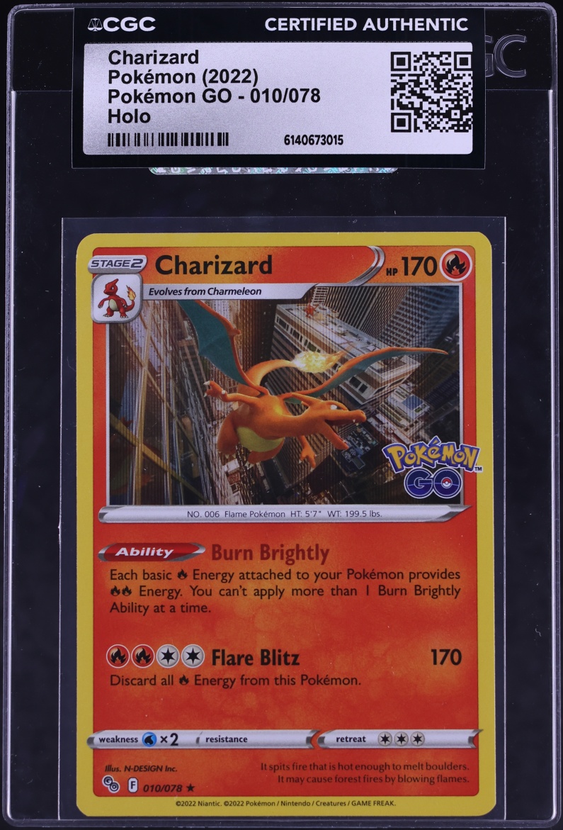 2022 Pokemon Sword & Shield Pokemon GO Holo Charizard #10 CGC AUTH
