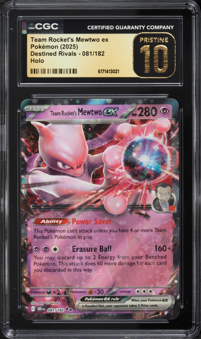 2025 Pokemon Scarlet & Violet Destined Rivals Holo Team Rocket's Mewtwo ex #81 CGC 10 PRISTINE