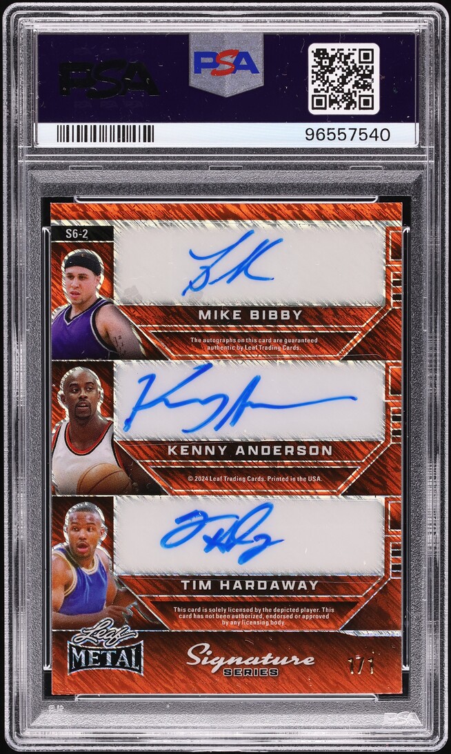 2024 Leaf Metal Signature Series Orange Shimmer Allen Iverson Hardaway Anderson AUTO 1/1 PSA 8