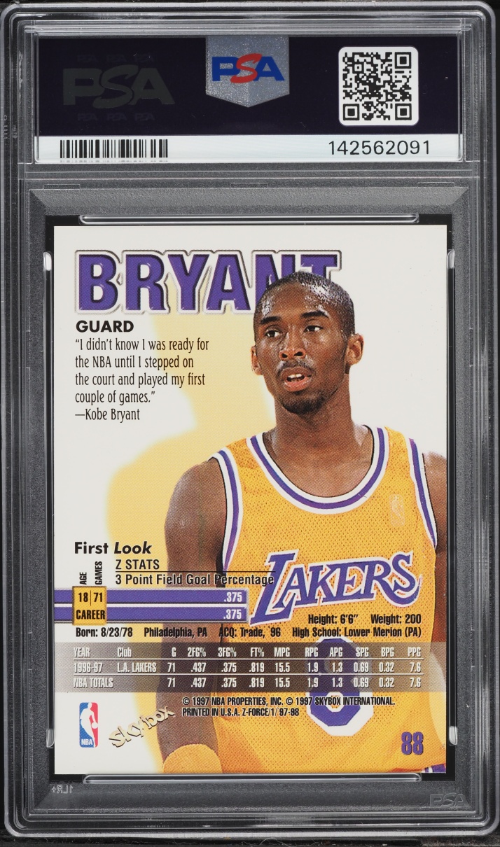 1997 Skybox Z-Force Kobe Bryant #88 PSA 7 NRMT
