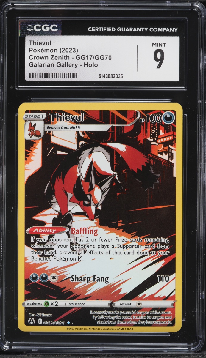 2023 Pokemon Sword & Shield Crown Zenith Alt Art Thievul #GG17 CGC 9 MINT