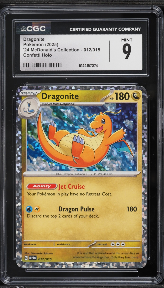 2025 Pokemon Scarlet & Violet McDonald's Collection Confetti Holo Dragonite #12 CGC 9 MINT