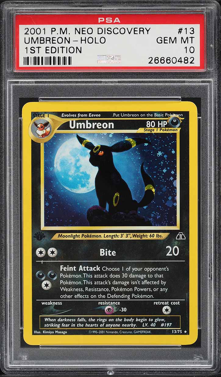 2001 Pokemon Neo Discovery 1st Edition Holo Umbreon #13 PSA 10 GEM MINT