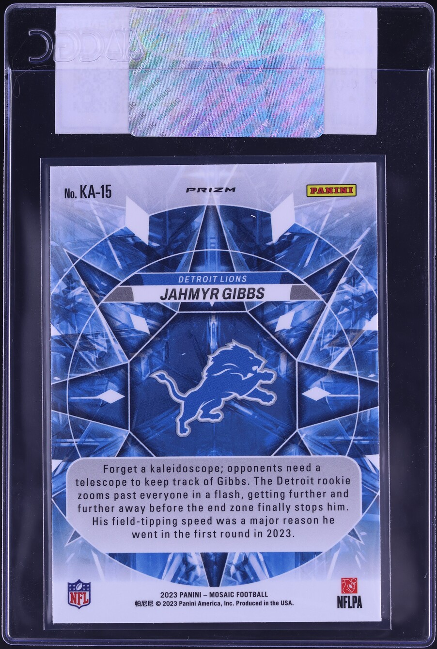 2023 Panini Mosaic Kaleidoscopic Prizm Jahmyr Gibbs ROOKIE #KA-15 CGC AUTH