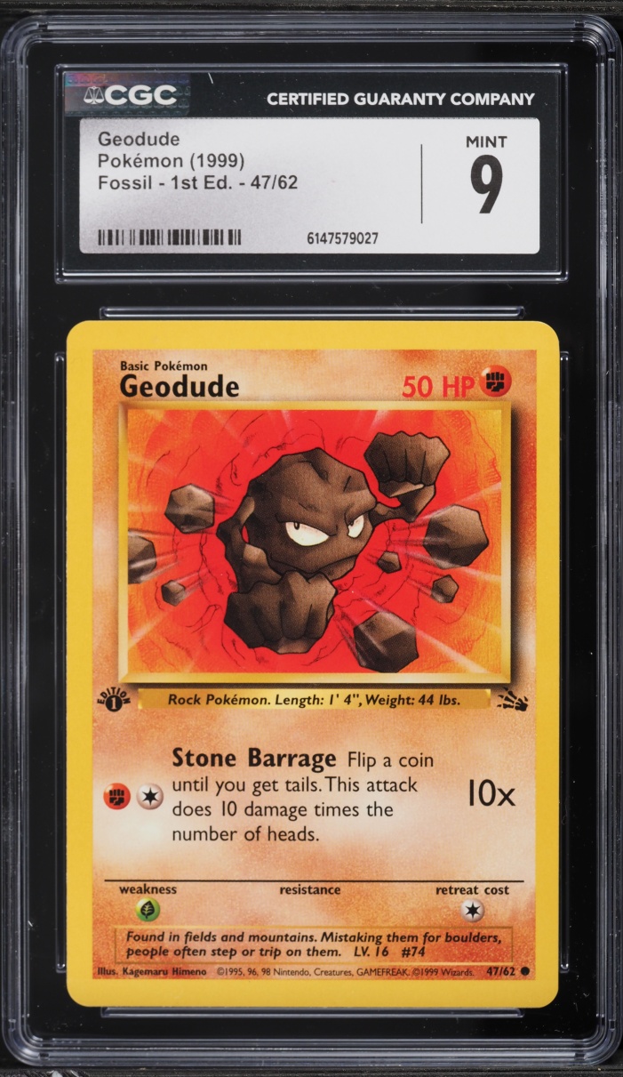 1999 Pokemon Fossil 1st Edition Geodude #47 CGC 9 MINT