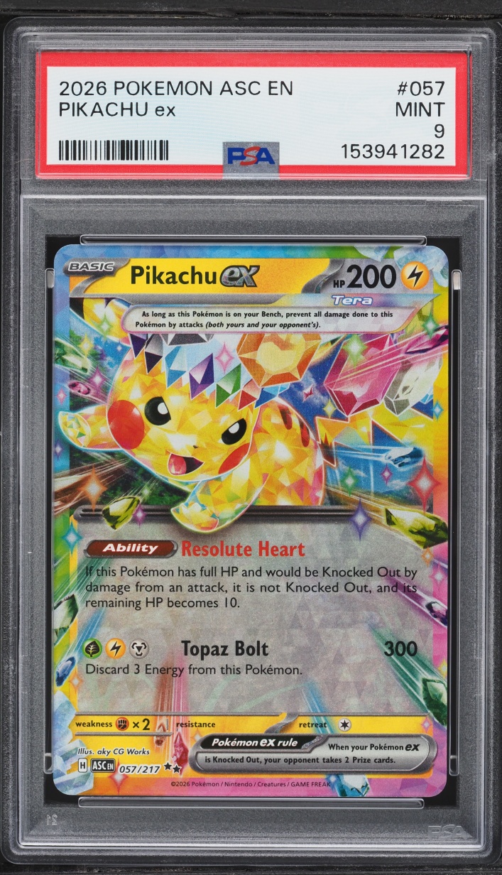 2026 Pokemon Mega Evolution Ascended Heroes Holo Pikachu Ex #057 PSA 9 MINT