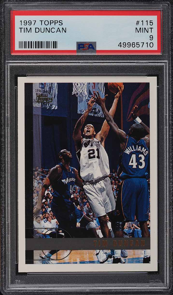 1997 Topps Basketball Tim Duncan ROOKIE #115 PSA 9 MINT