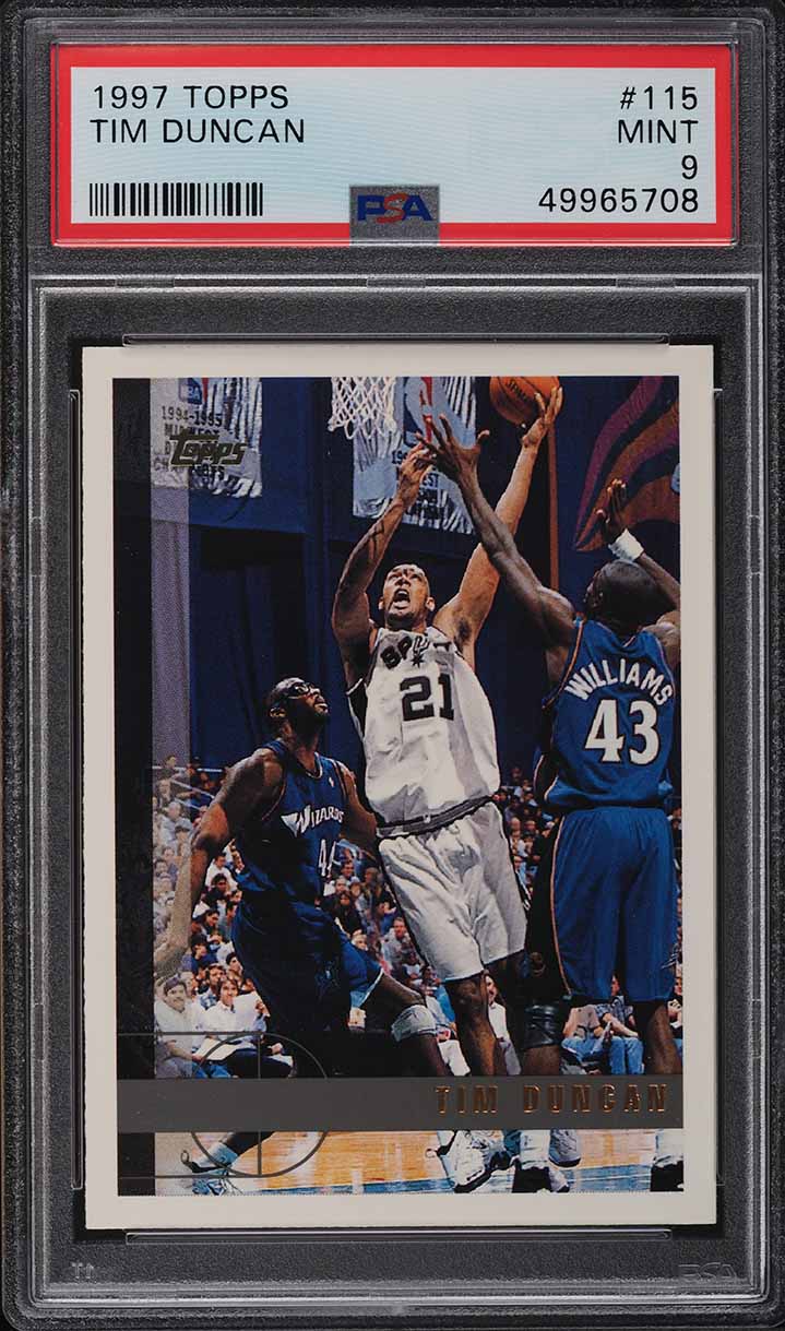 1997 Topps Basketball Tim Duncan ROOKIE #115 PSA 9 MINT