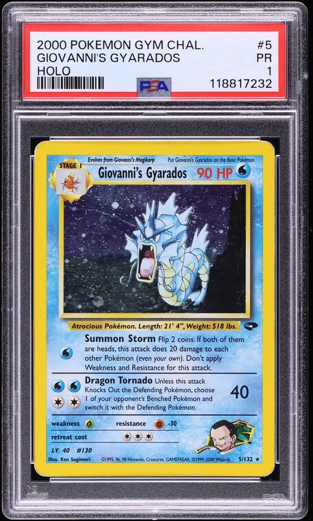 2000 Pokemon Gym Challenge Holo Giovanni's Gyarados #5 PSA 1 PR