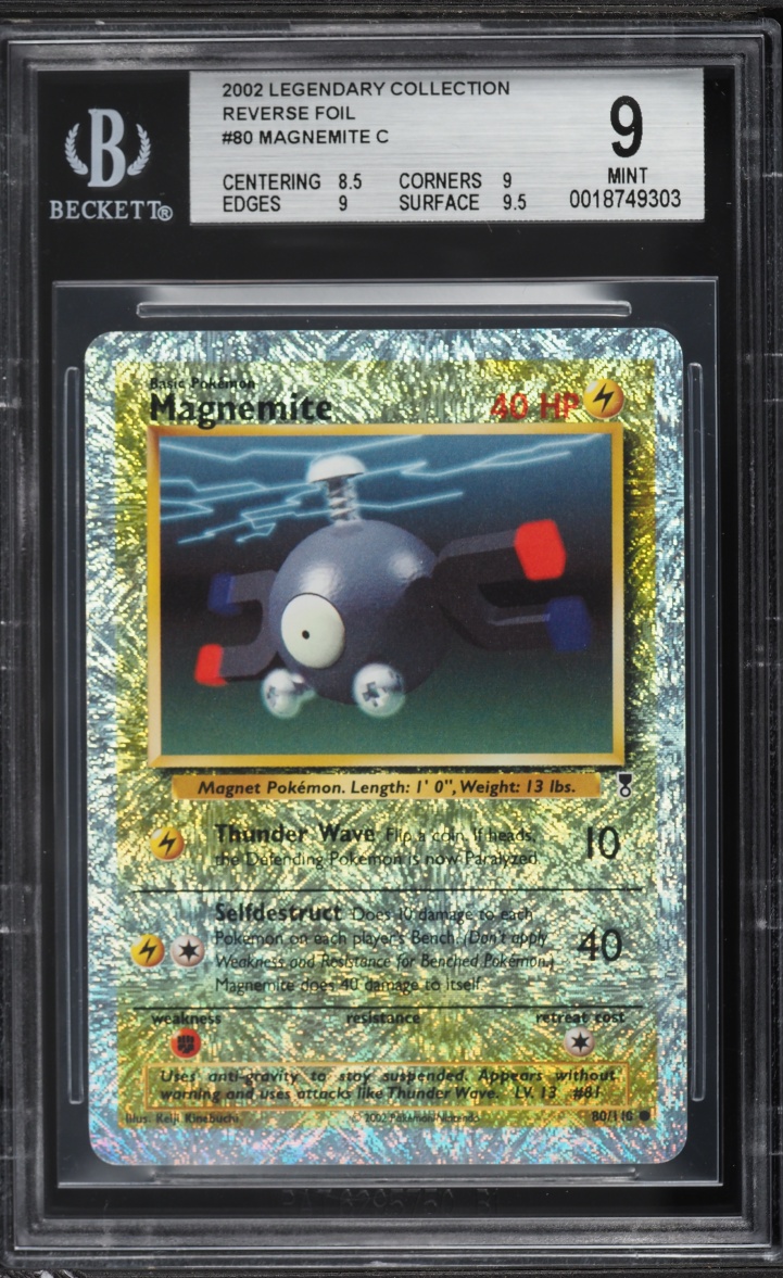 2002 Pokemon Legendary Collection Reverse Holo Magnemite #80 BGS 9 MINT