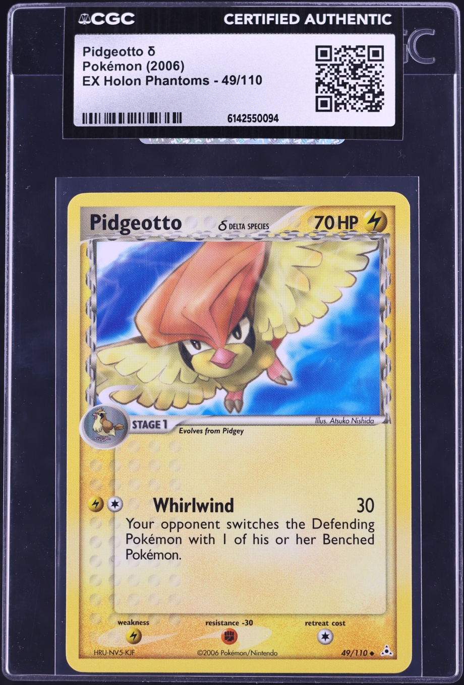 2006 Pokemon Ex Holon Phantoms Pidgeotto #49 CGC AUTH