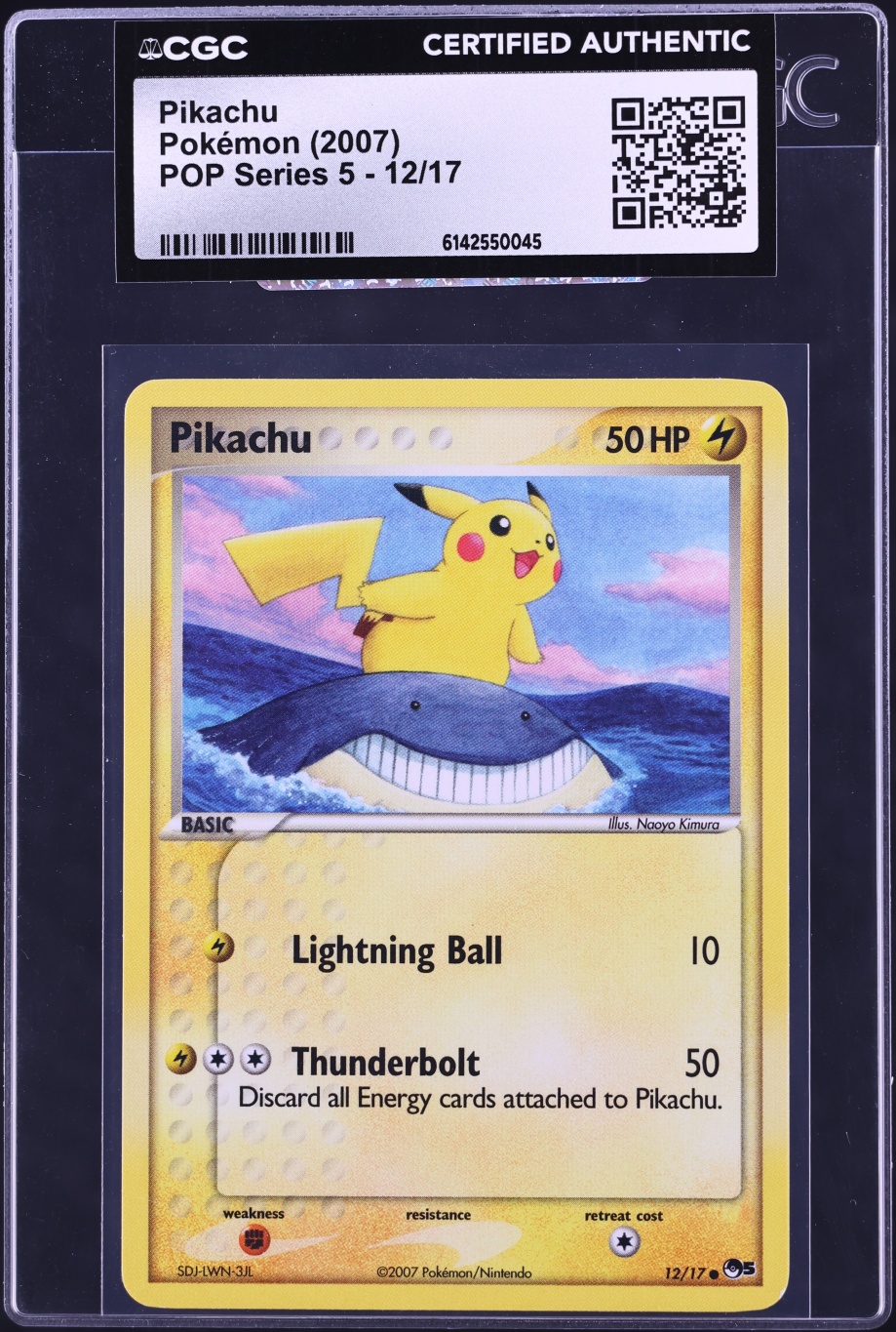 2007 Pokemon POP Series 5 Pikachu #12 CGC AUTH