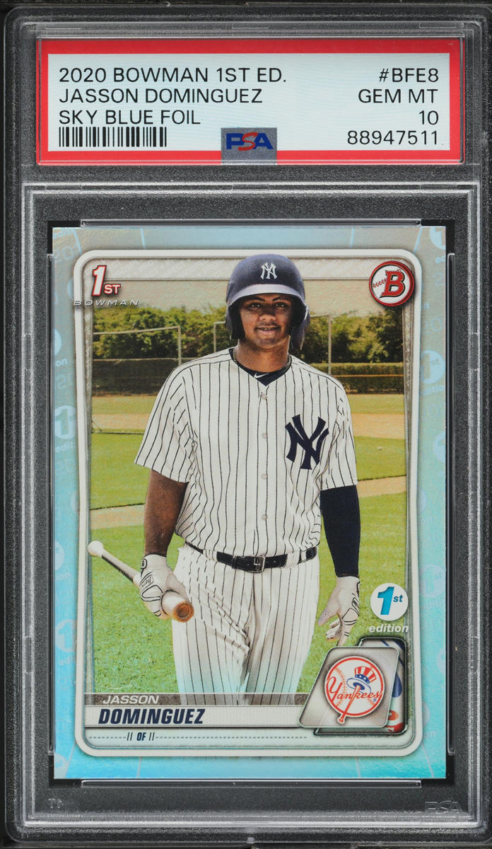 2020 Bowman 1st Edition Sky Blue Foil Jasson Dominguez PROSPECT #BFE-8 PSA 10 GEM MINT