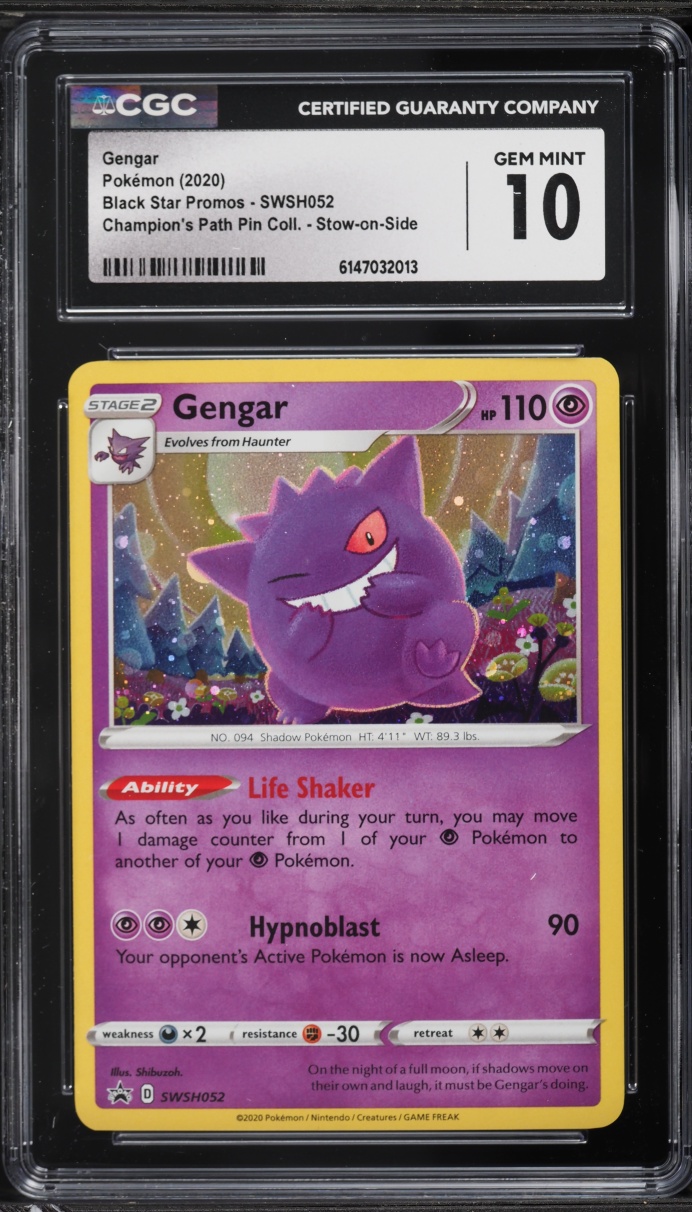 2020 Pokemon SWSH Promo Champion's Path Pin Collection Holo Gengar #SWSH052 CGC 10 GEM MINT